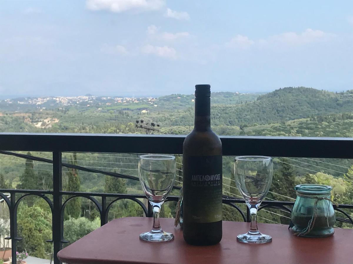 Schönes Familienappartement in Pelekas, Corfu mit Meerblick Exterior foto