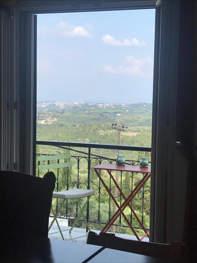 Schönes Familienappartement in Pelekas, Corfu mit Meerblick Exterior foto
