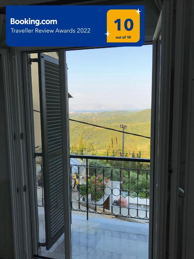 Schönes Familienappartement in Pelekas, Corfu mit Meerblick Exterior foto
