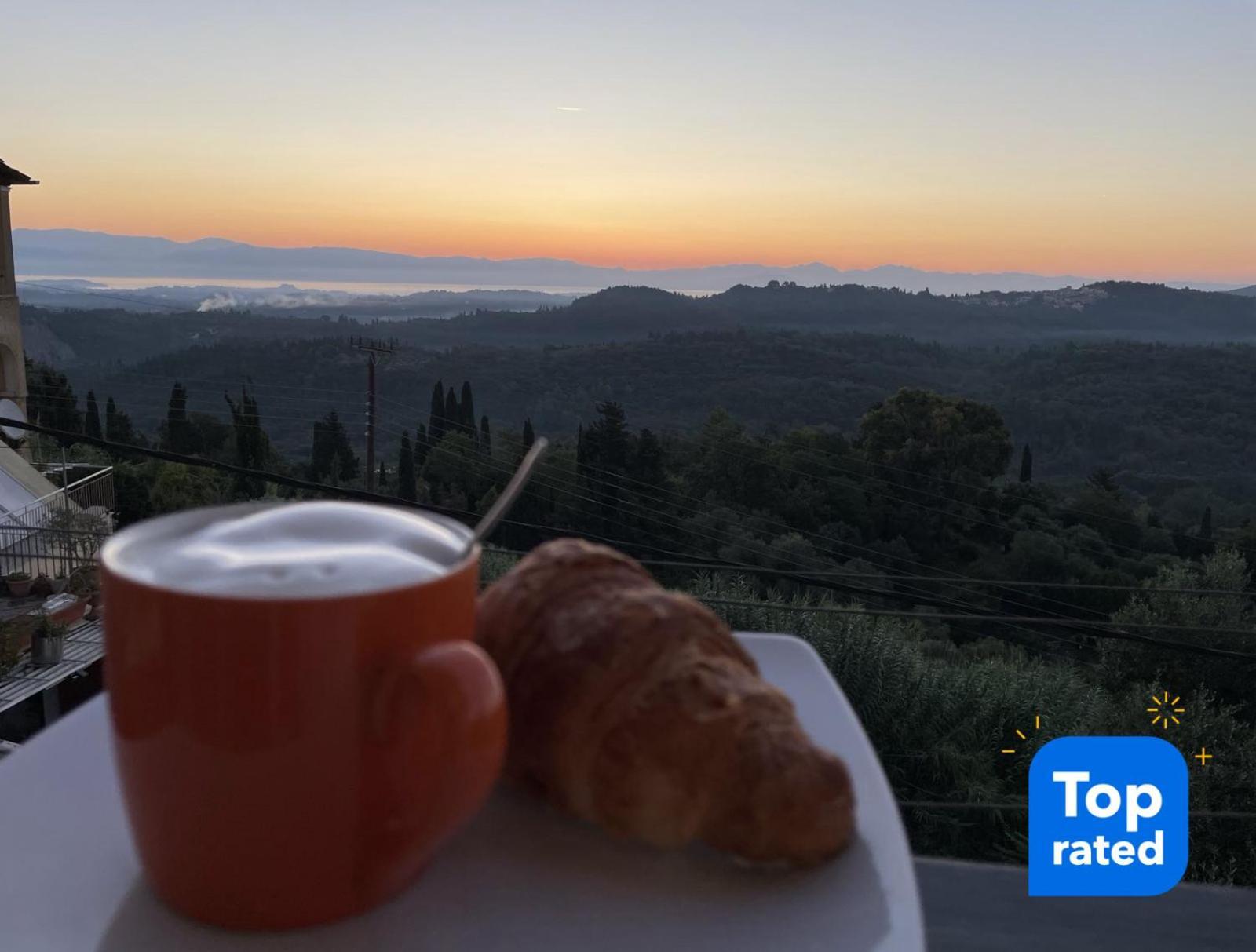 Schönes Familienappartement in Pelekas, Corfu mit Meerblick Exterior foto